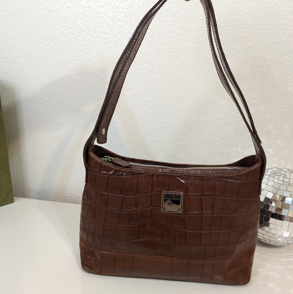 Rare Made in Italy Croc embossed DOONEY and Bourke convertible handbag - Picture 3 of 12